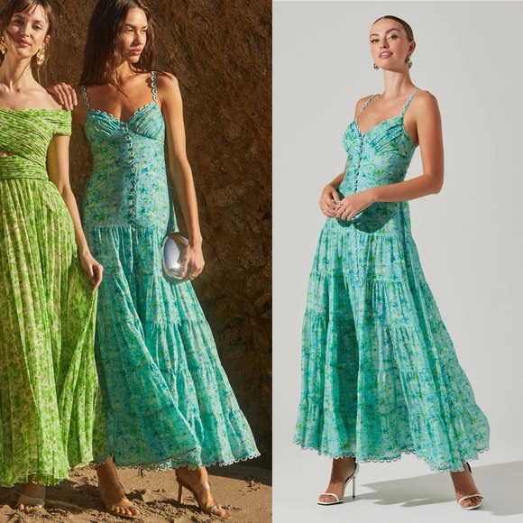 Astr Dresses & Skirts - New ASTR Tazia Tiered Floral Button Front Maxi Dress Revolve